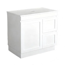 Stefania 900mm Matte White Freestanding Single Vanity with Stone Countertop